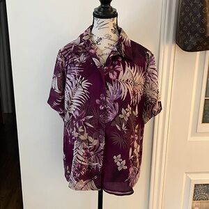 🫏TanJay Purple Floral Button Down Shirt